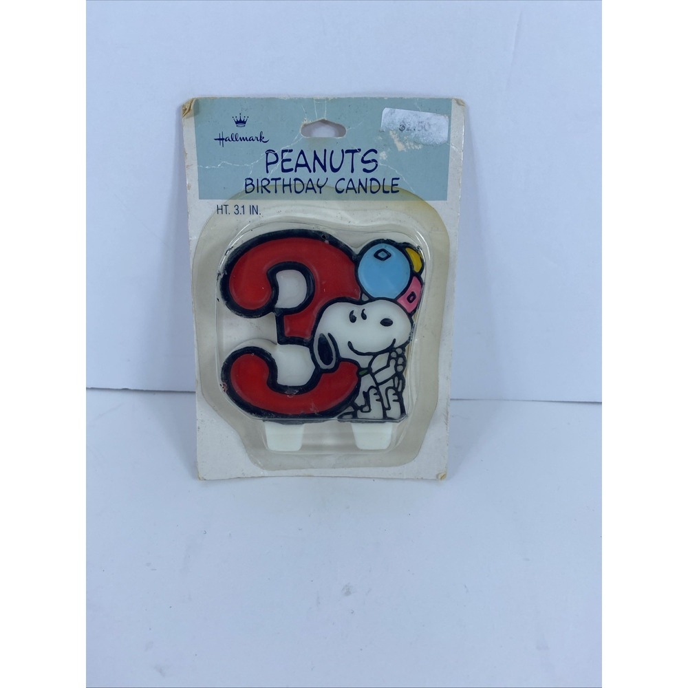 Vintage Hallmark Snoopy Peanuts Birthday Candle "3” New In Package POST 1974.